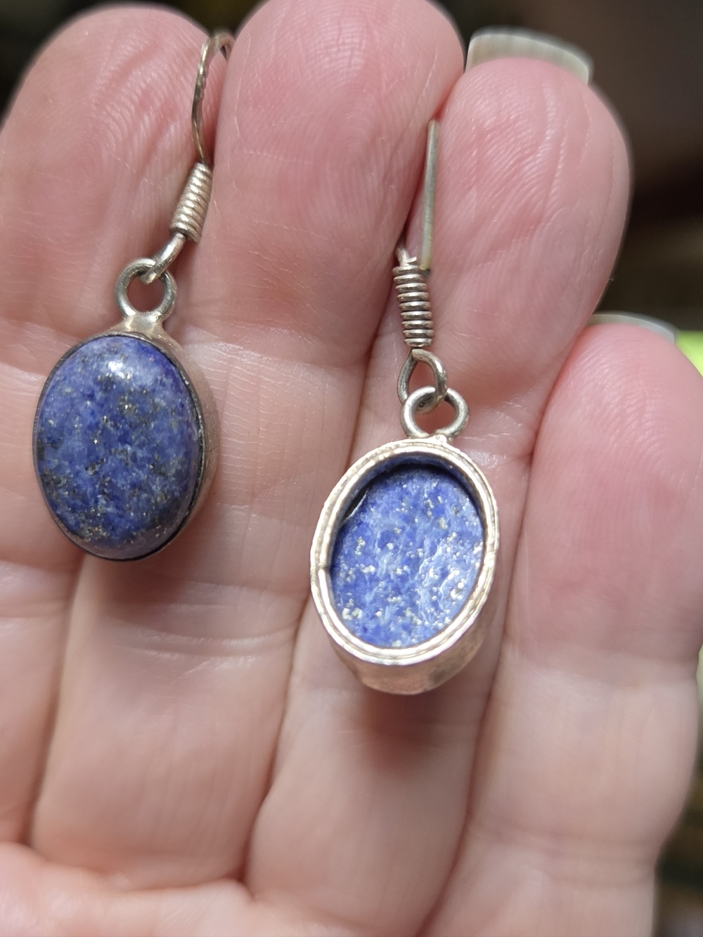 Lapis Lazul 16k Natural Sterling Earrings - Picture 10 of 10